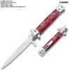 9"Premium Stiletto Milano Style Spring Assisted Marble Red Handle
