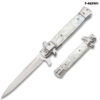 9"Premium Stiletto Milano Style Spring Assisted Marble White Handle