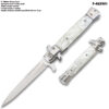 9"Premium Stiletto Milano Style Spring Assisted Marble White Handle