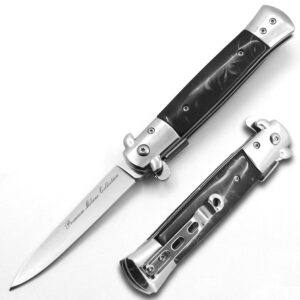 Black Premium Milano Collection Stiletto Knife | Spring Assist