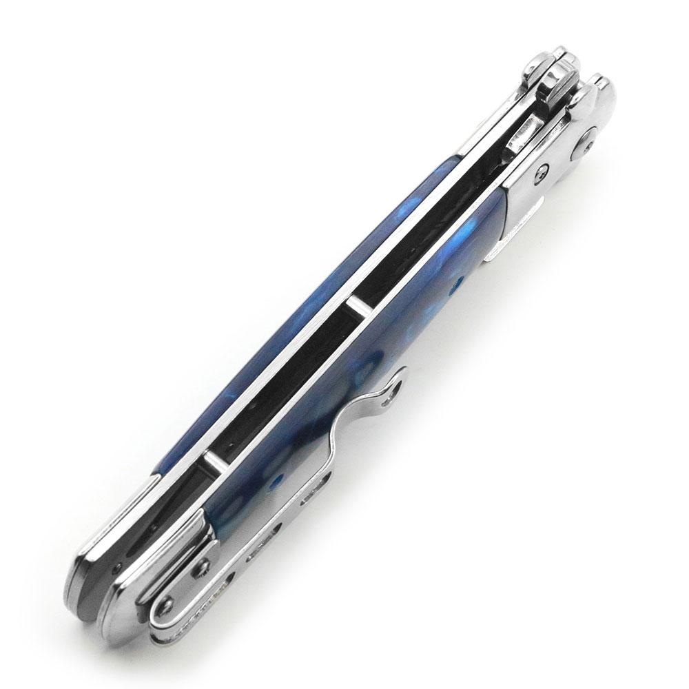 Blue Premium Stiletto Milano Collection Spring Assist Knife