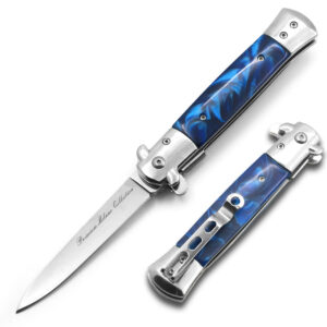 Blue Premium Stiletto Milano Collection Spring Assist Knife
