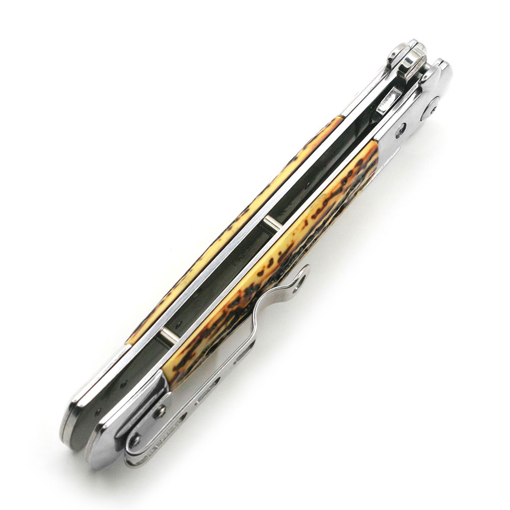 Premium Stiletto Milano Collection Spring Assist Knife Faux Bone Handle