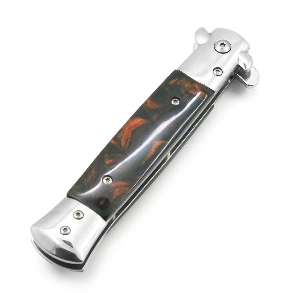 Premium Stiletto Milano Collection Spring Brown Marble  Assist Knife