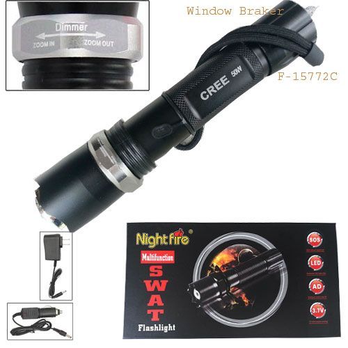 SWAT LED Flashlight with Glass-breaker