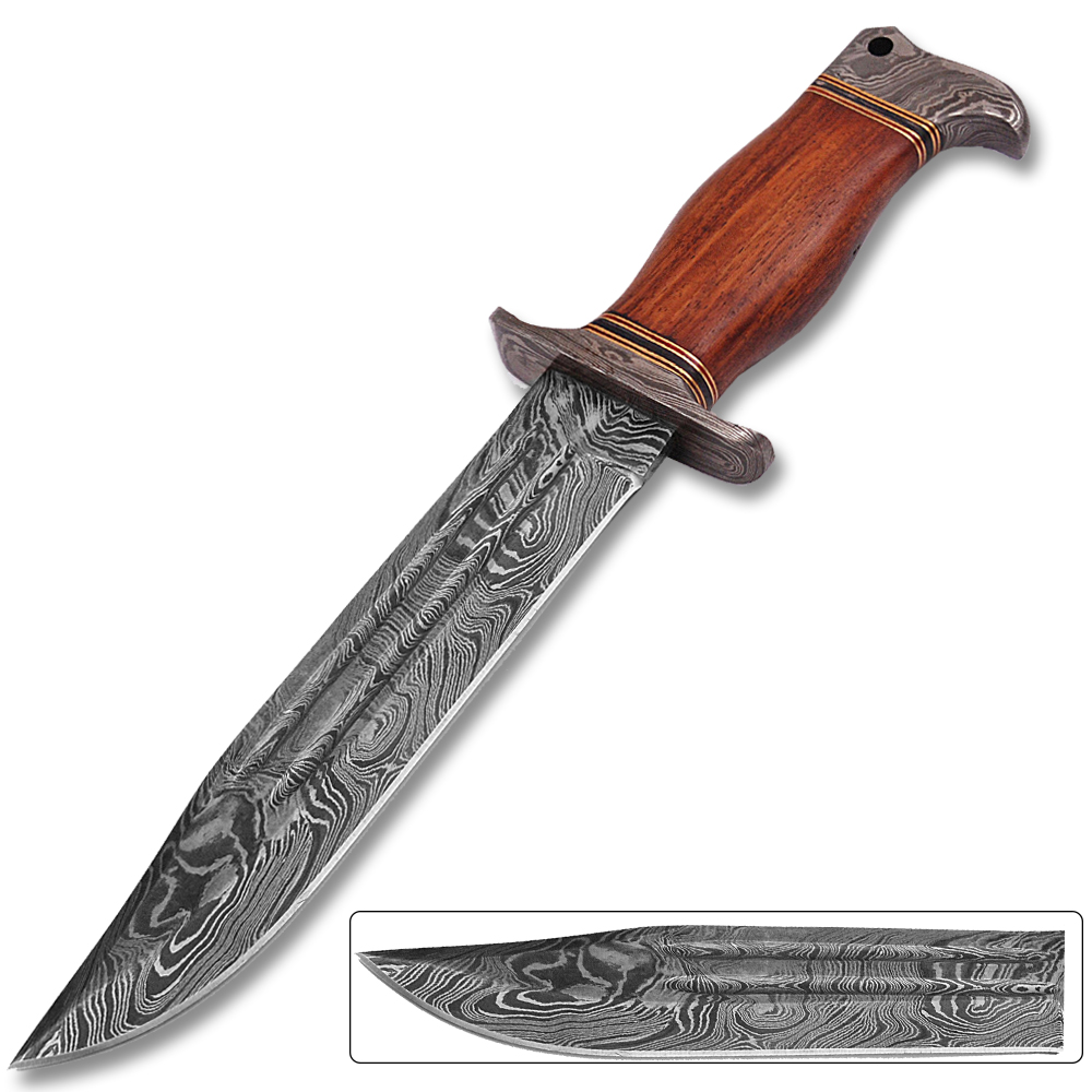 Handmade Damascus Steel Cocobolo Wood Handle Outback American Bowie Knife Ltd. Edition