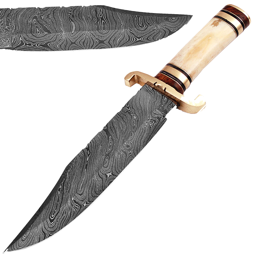 Handmade Damascus Steel Bone Handle Outback American Bowie Knife Ltd. Edition