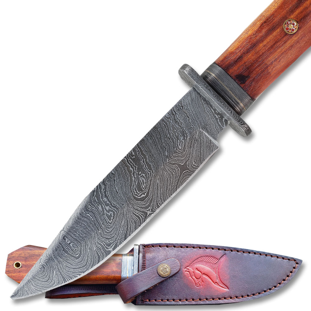 Mountain Out Back  Damascus Steel Hunting Knife  Wood  Handle