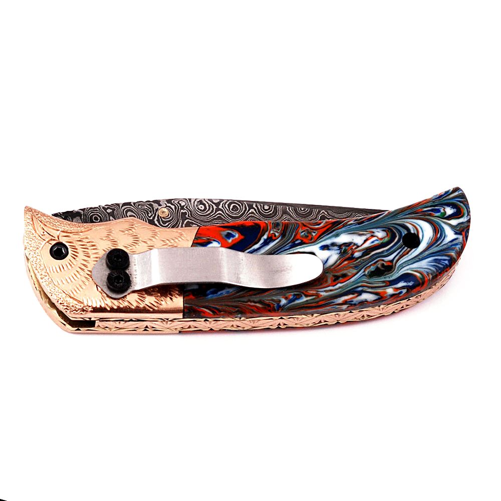White Deer Custom Hand Made Executive Series Damascus Folding Knife