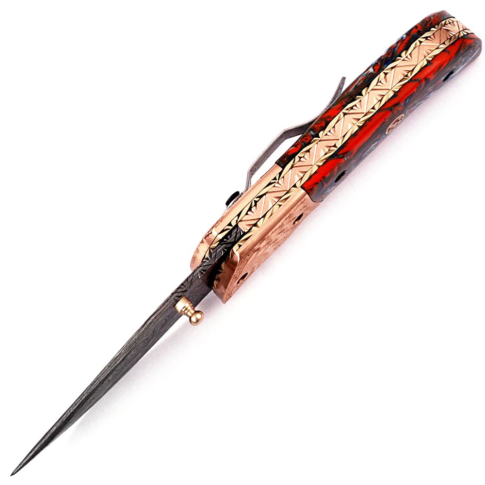 White Deer Custom Hand Made Executive Series Damascus Folding Knife