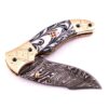 White Deer Executive Series White & Black Damascus Folding Knife