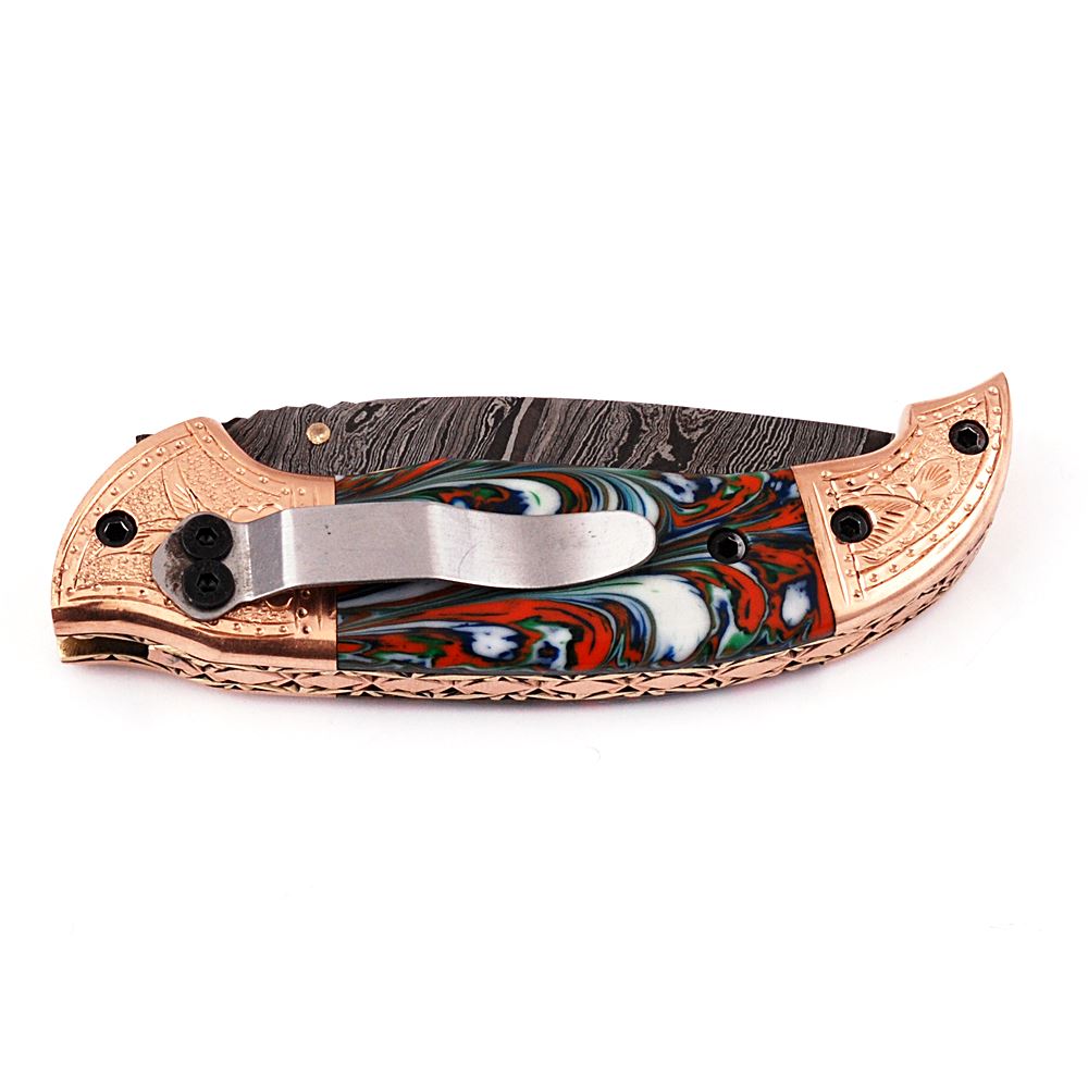 White Deer Executive Series Damascus Folding Knife