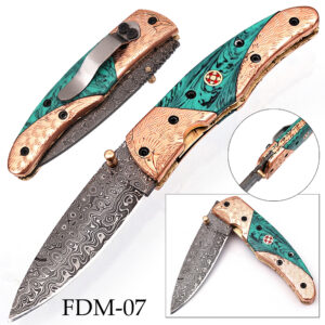 White Deer Executive Marble Series Damascus Folding Birds Eye Pattern