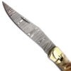Custom  Hand Made Ram Handle Damascus  Lever Lock Auto Knife