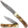 Custom  Hand Made Ram Handle Damascus  Lever Lock Auto Knife