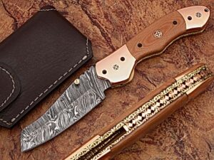 Executive Series Nesmuk Folding Damascus Knife Solid Copper Bolstered