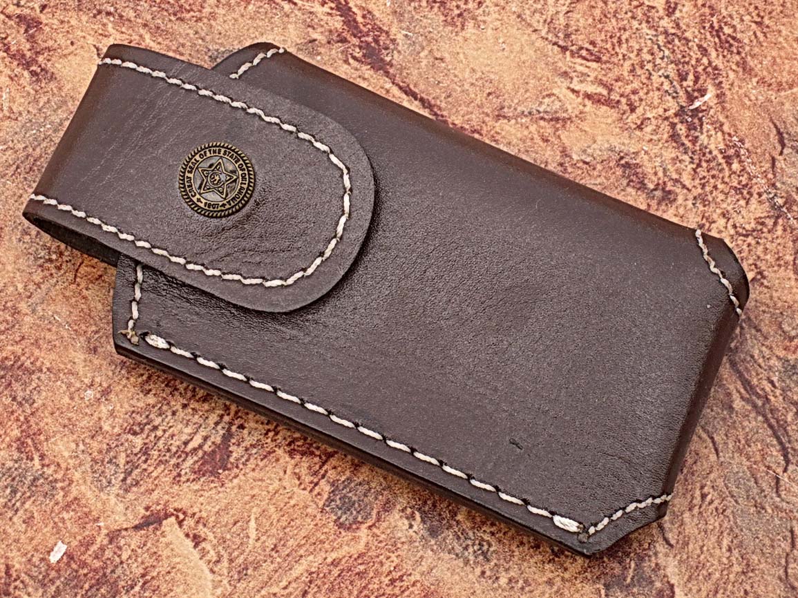 Executive Series ENGRAVED Nesmuk Folding Damascus Knife Rainwood w Solid Copper Bolstered