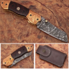 Executive Series ENGRAVED Nesmuk Folding Damascus Knife Rainwood w Solid Copper Bolstered