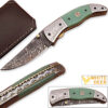 Magnum Trailmaster Damascus Folding Knife ENGRAVED Steel Bolster Composite Grip