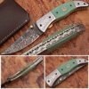Magnum Trailmaster Damascus Folding Knife ENGRAVED Steel Bolster Composite Grip