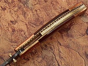 Executive Series MAGNUM COMBLOCK Damascus Folding Knife Bakelite Solid Copper ENGRAVED Bolstered