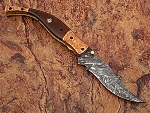 Executive Series MAGNUM COMBLOCK Damascus Folding Knife Bakelite Solid Copper ENGRAVED Bolstered