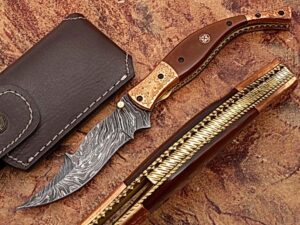 Executive Series MAGNUM COMBLOCK Damascus Folding Knife Bakelite Solid Copper ENGRAVED Bolstered