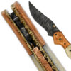 Magnum Rancher Damascus Folding Knife Engraved Copper Bolster Camel Bone Grip