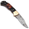 White Deer Executive Series Damascus Folding Knife Brass Filework Resin Handle