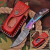 White Deer Executive Titanium Series Black Camel Bone Handle Damascus Folding Knife