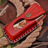 White Deer Executive Series Red & Orange Marble Damascus Folding Knife