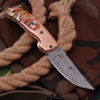 White Deer Executive Series Red & Orange Marble Damascus Folding Knife