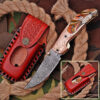 White Deer Executive Series Red & Orange Marble Damascus Folding Knife