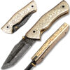 White Copper Executive Series Damascus Folding Knife Brass & Copper File work