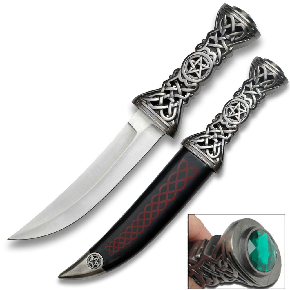 Celtic Pentacle Ritual Dagger – Collector’s Edition Curved Blade with Ornate Handle & Sheath