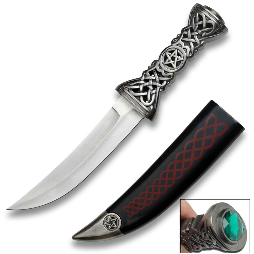 Celtic Pentacle Ritual Dagger – Collector’s Edition Curved Blade with Ornate Handle & Sheath