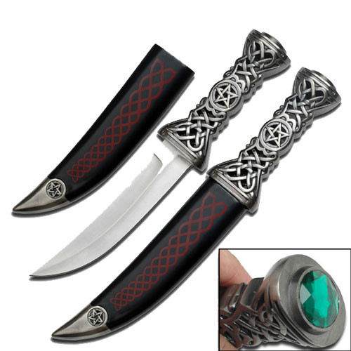 Celtic Pentacle Ritual Dagger – Collector’s Edition Curved Blade with Ornate Handle & Sheath