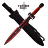 Raging Demon Skull Red Black Blade FANTASY Short Sword FULL TANG w  Sheath