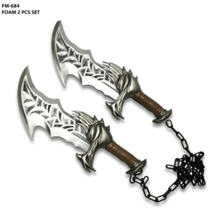 God Of War Kratos Twin Blades Of Chaos Foam 1:1 Scale Props Replica Silver Color