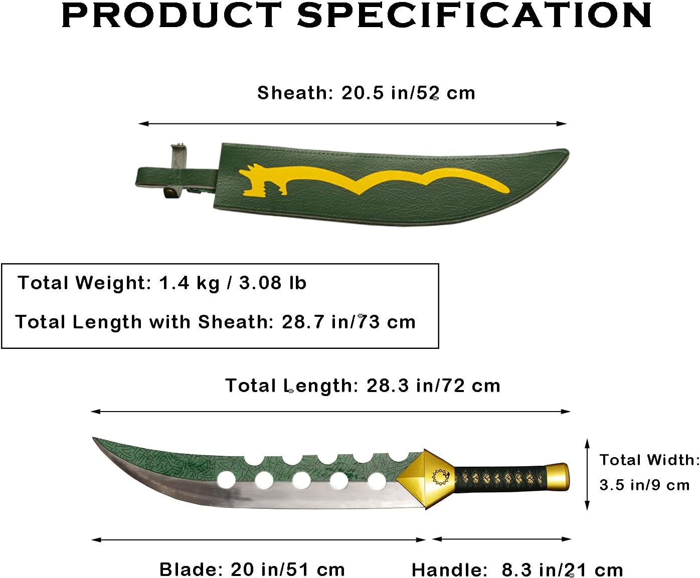 Meliodas' Demon Sword Lostvayne Green and Silver Blade