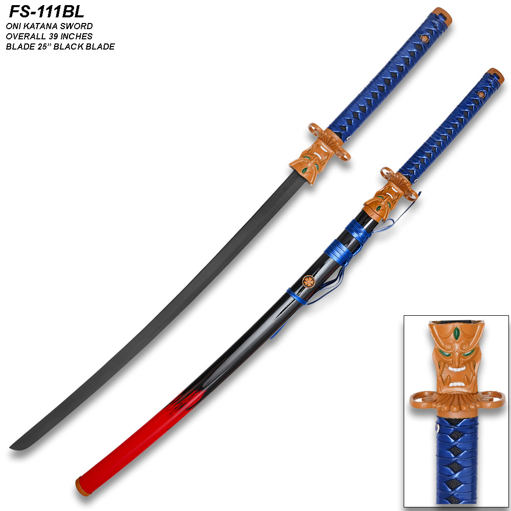Oni 2.0 Katana - Valorant Metal Sword Blue Red Scabard Limited Editon