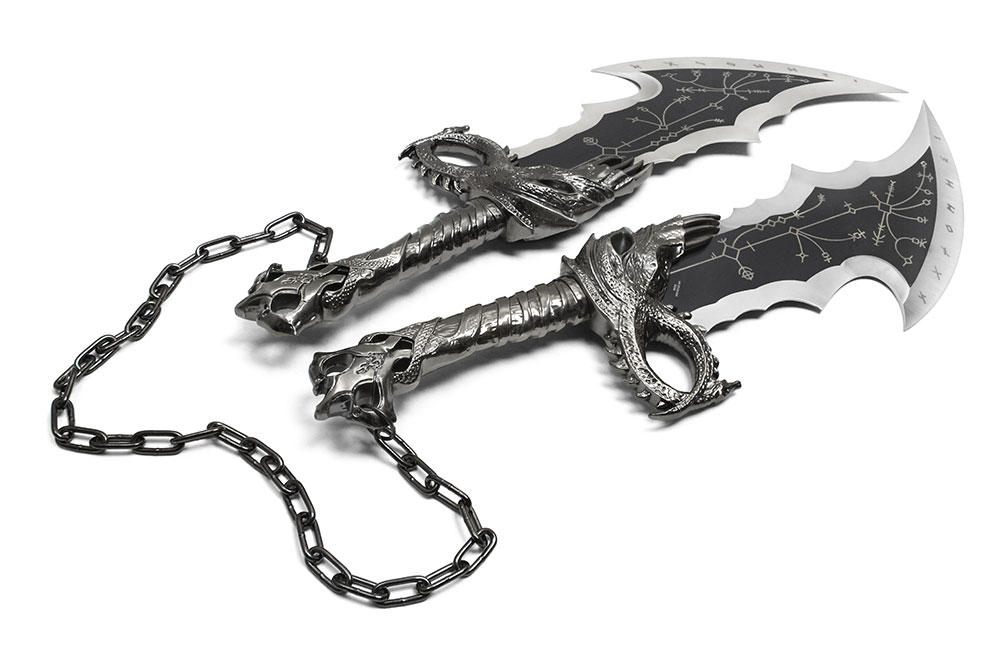 New Addition God Of War Twin Blade Short Dagger Set w Wall Plaque