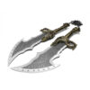 New God Of War Twin Blade Bronze Color Short Dagger Set w Wall Plaque