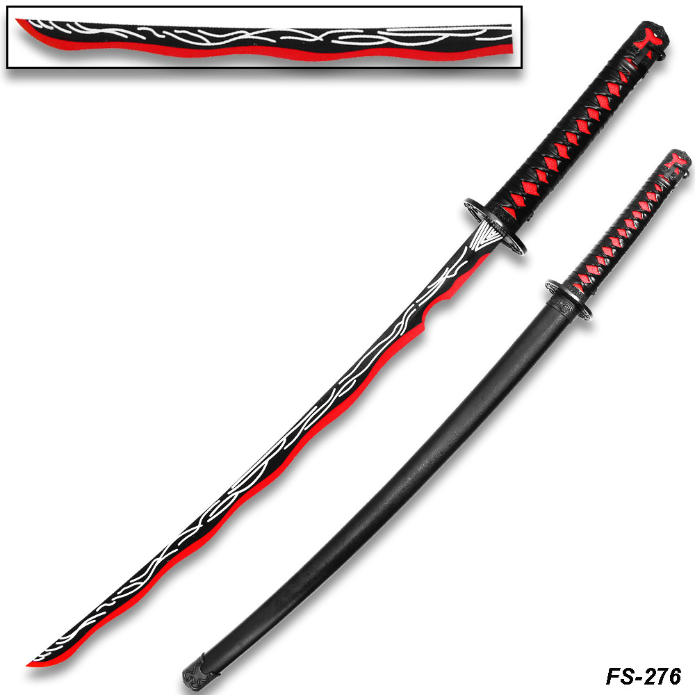 Blood Katana Sword Non Sharp Blade Black Guard