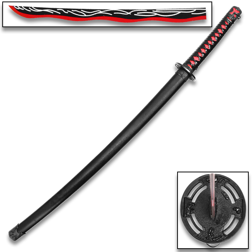 Blood Katana Sword Non Sharp Blade Black Guard