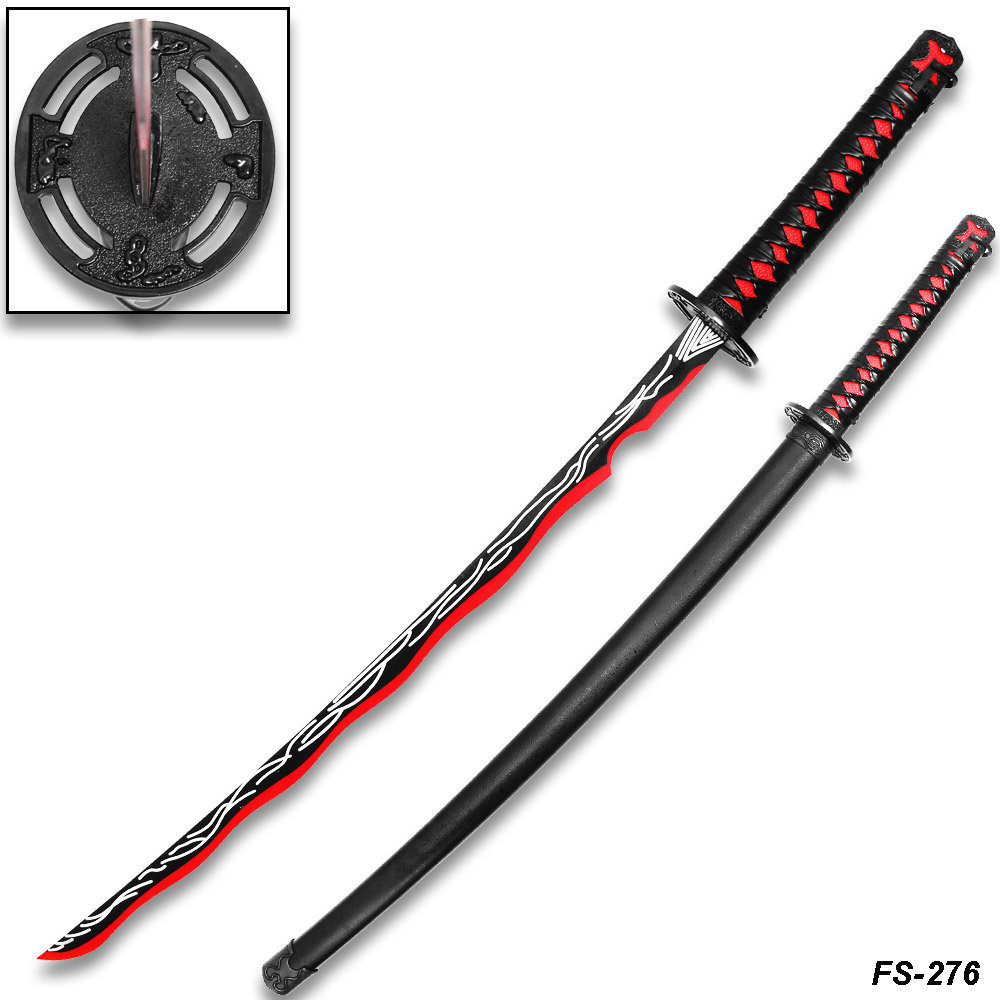 Blood Katana Sword Non Sharp Blade Black Guard