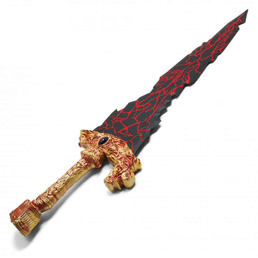 Makileth's Dragon Flame Lava Fantasy Sword with Dragon Hilt – Black & Red Molten Blade Display Sword with Wall Plaque