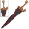 Makileth's Dragon Flame Lava Fantasy Sword with Dragon Hilt – Black & Red Molten Blade Display Sword with Wall Plaque