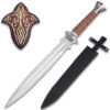 Elven Guardian Fantasy Sword with Ornate Wall Display Plaque & Leather Sheath