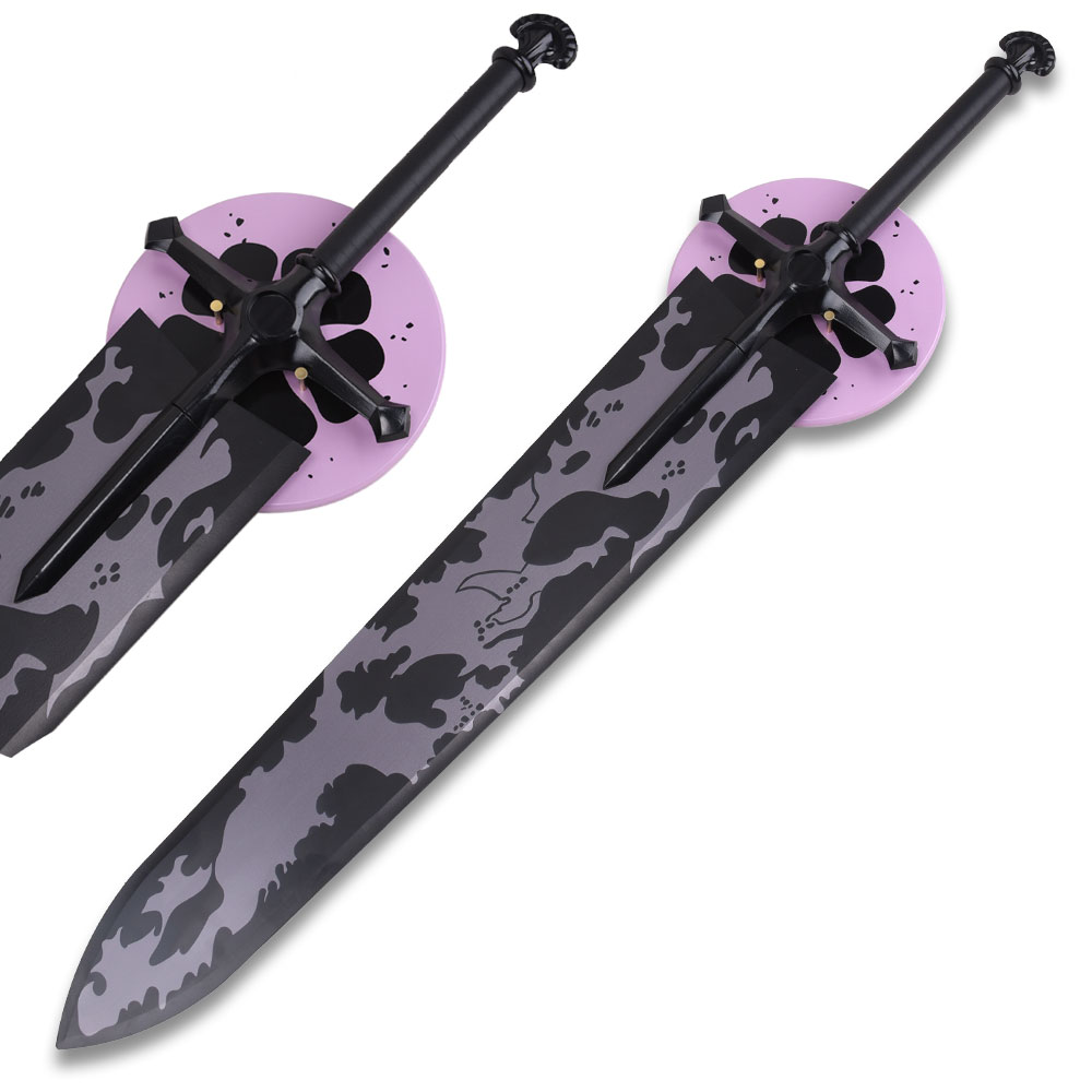Black Clover Asta Demon Slayer Sword Replica – Oversized Anime Greatsword with Wall Display Plaque